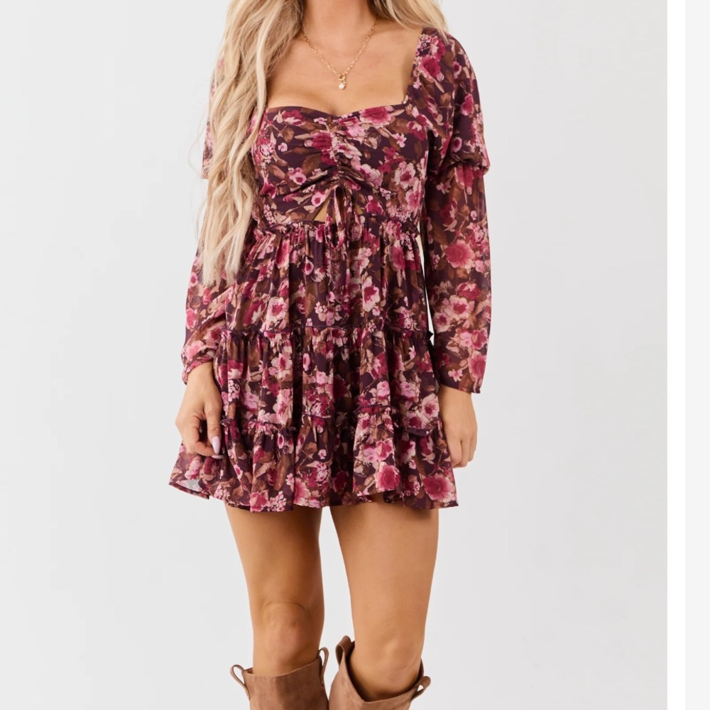 Le Lis Floral Dress in Pink and Purple